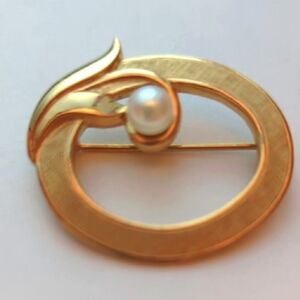 Vintage 12k Gold Filled Brooch with Pearl Accent
